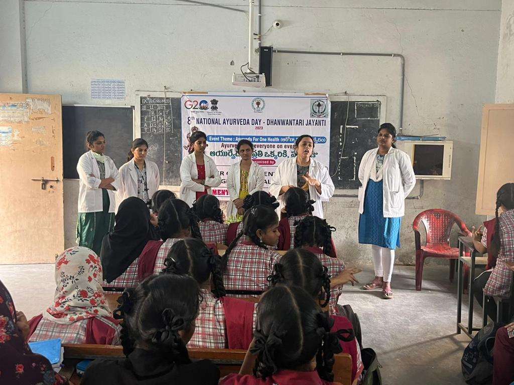 Awareness programme for girls on menstrual health & hygiene at govt. primary High school, sree Ram nagar,Mothinagar .Participants Dr.yashodha ,Dr.sujana,Dr gayatri with Pg scholars