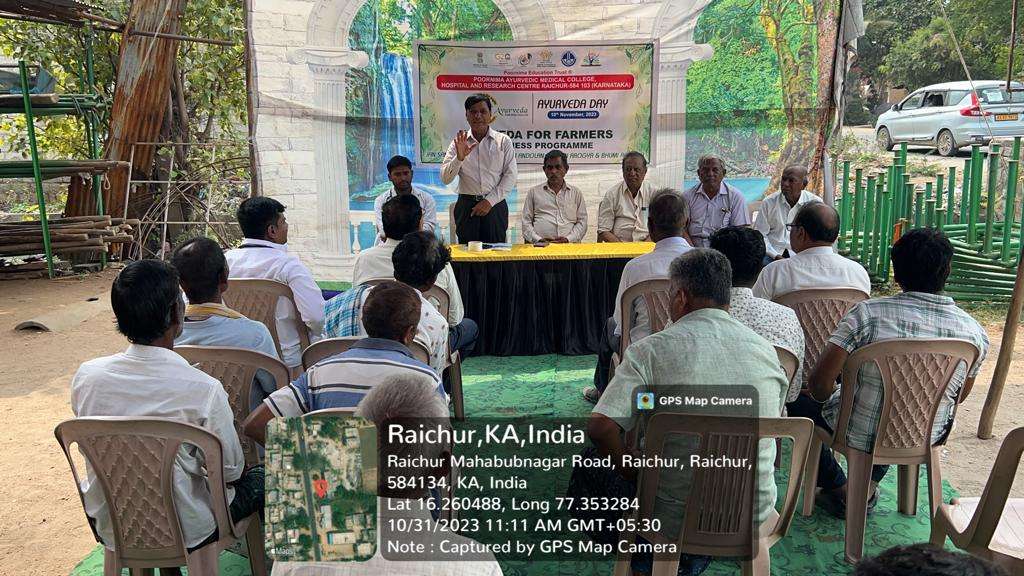 Ayurveda Awareness Program to the Farmers of the yaramarus Village and free health Checkup and Medicine Distribution Camp