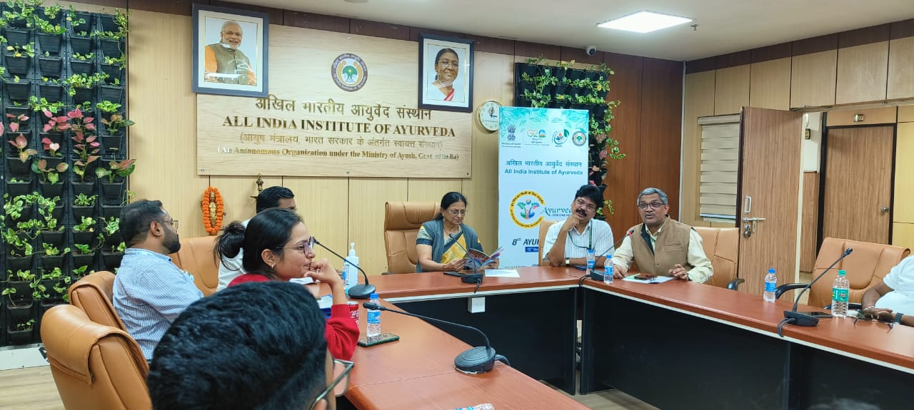 Diaspora Youth of indian origin from different countries visited aiia part of 68th edition of Know India Program (KIP) of Ministry of External Affairs at All India Institute of Ayurveda,