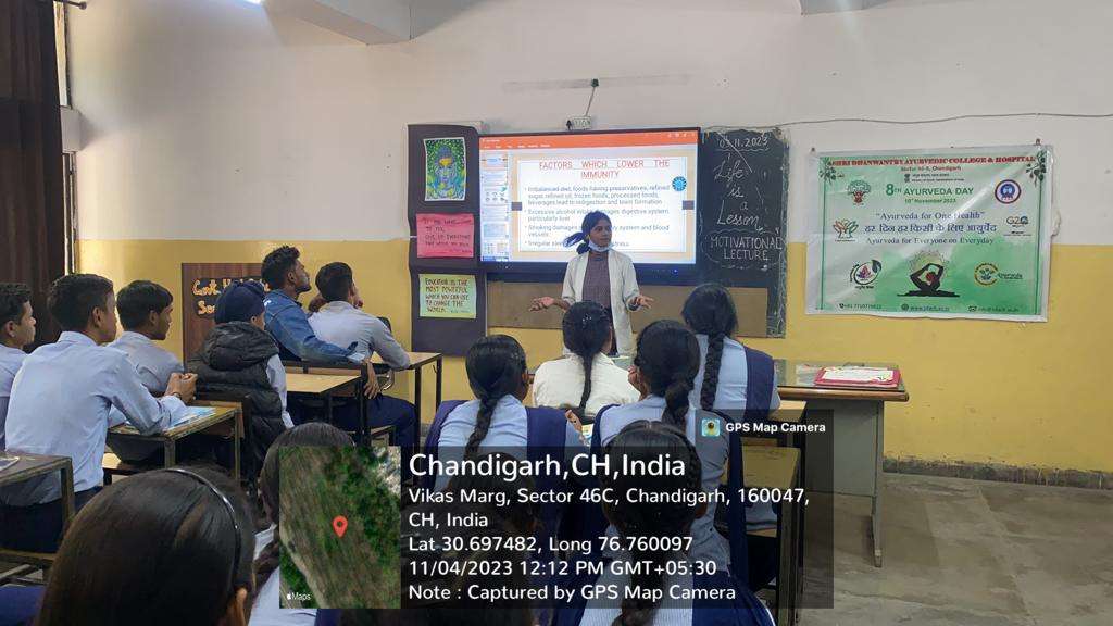 On the occasion of Ayurveda day, we conducted a lecture on Ayurveda diet and healthy lifestyle at government high school