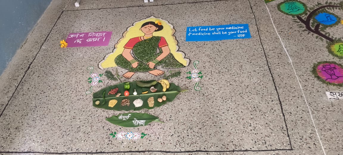 Rangoli competition was held in our college on theme Har din Har kisike liye ayurveda.