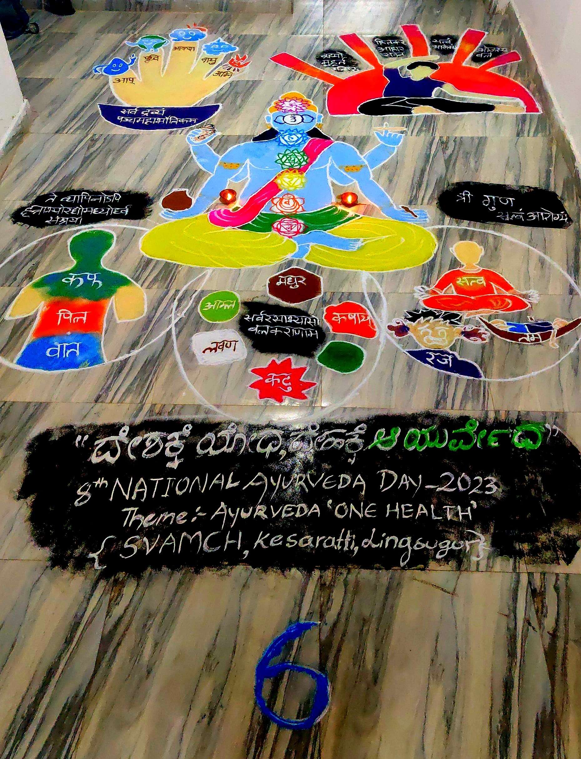 Rangoli computation was organized at Swamy Vivekananda Ayurvedic Medical College Kesaratt