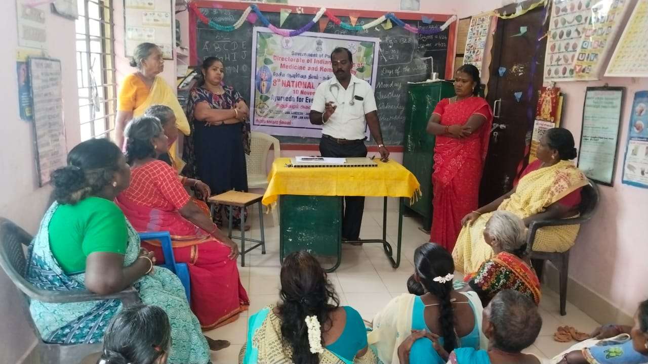 Today, As a part of 8th NATIONAL AYURVEDA DAY- health Awareness talk given in topic geriatric care through ayurveda. conducted for the Public at kalmedupet anganvadi