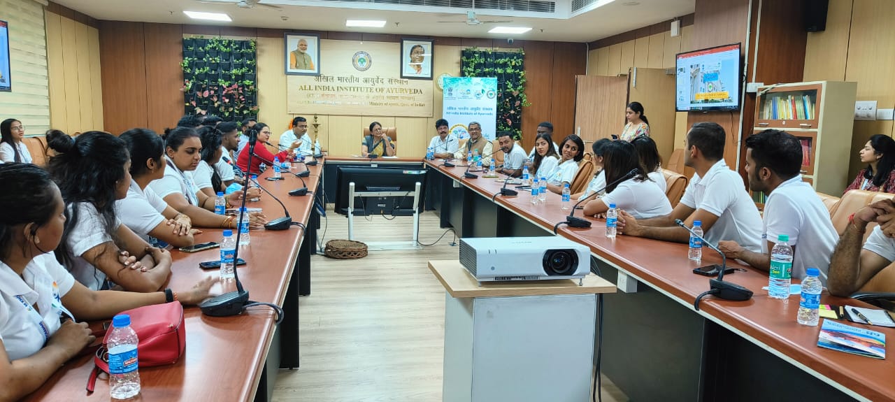 Youth of indian origin from different countries visited aiia part of 68th edition of Know India Program (KIP) of Ministry of External Affairs at All India Institute of Ayurveda,